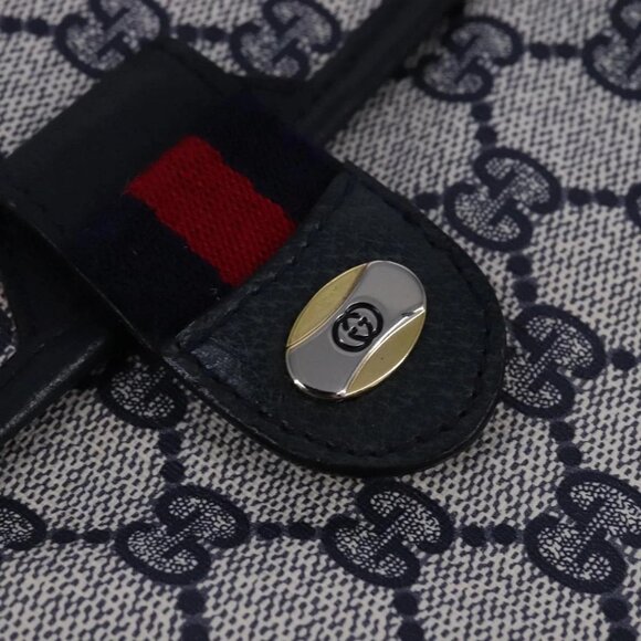 GUCCI GG Supreme Sherry Line Shoulder Bag PVC Red Navy Auth yk17172 - Picture 12 of 16